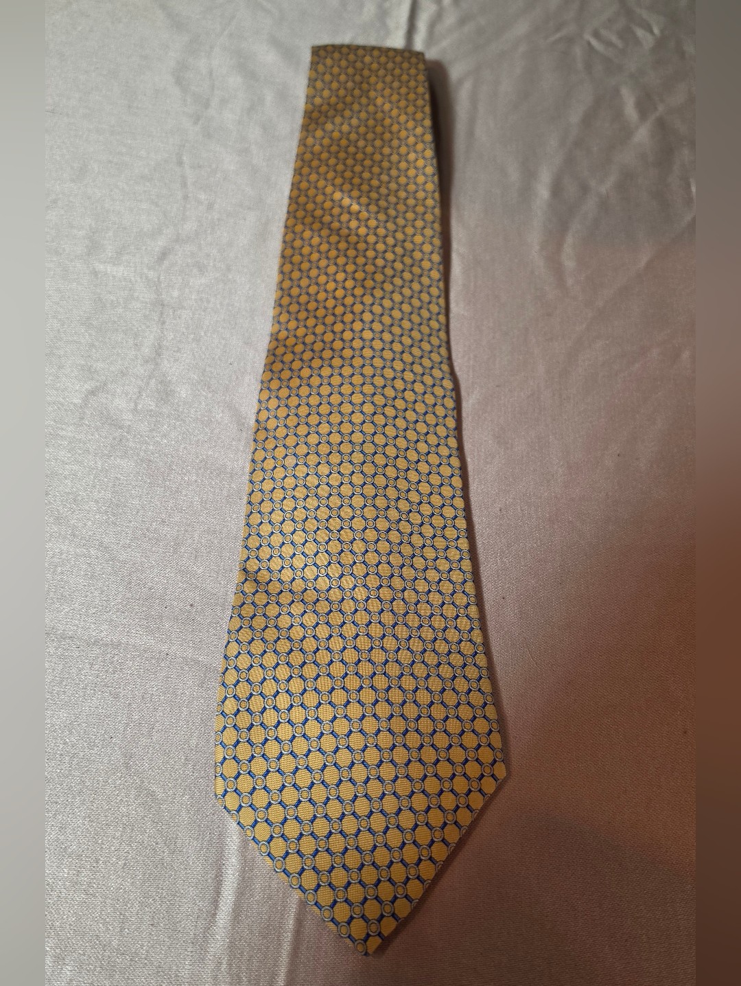 Brooks Basics Mens Golden Yellow And Blue Patterned Pure Silk Tie